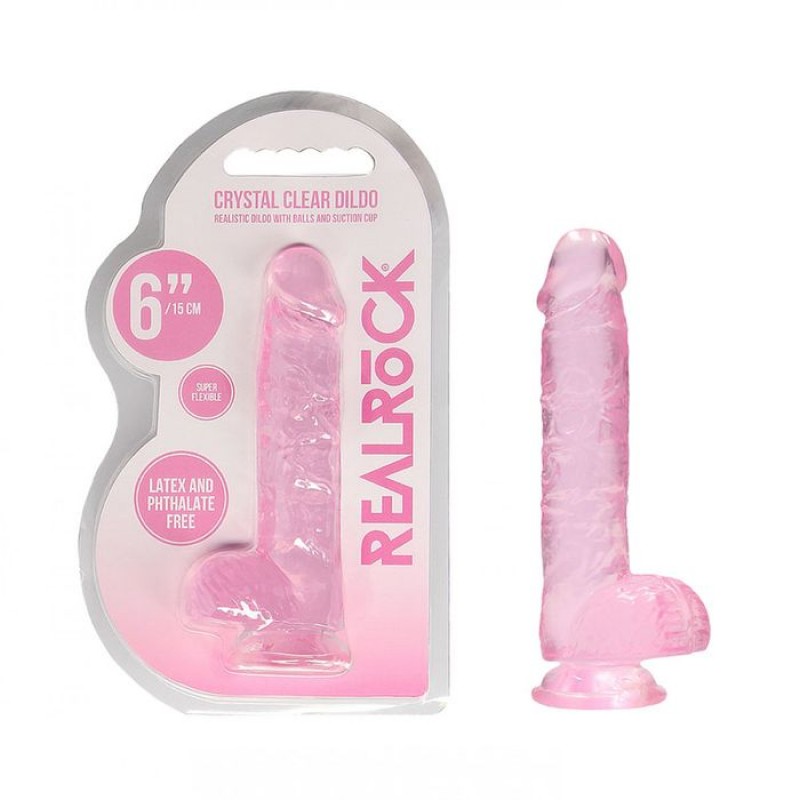 RealRock 6'' Realistic Dildo with Balls - Pink